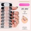 Semi Cured Gel Nail Strips French Tip Nail Polish Strips Self-Adhesive Gel Nail Black French Nail Polish Stickers 16 Pcs Glitter Gel Nail Wraps for Women Girls Manicure Nail Decoration