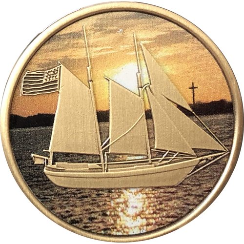 RecoveryChip Sailing We Can't Control The Wind We Can Only Adjust Our Sails Color Medallion Schooner Sailboat Chip