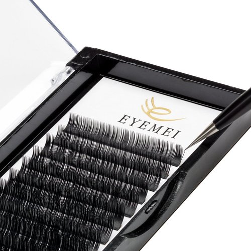Eyelash Extensions 0.18 C Curl Natural Faux Mink Eyelash Extensions Individual Lashes Extension 18mm Tray Salon Use by EYEMEI