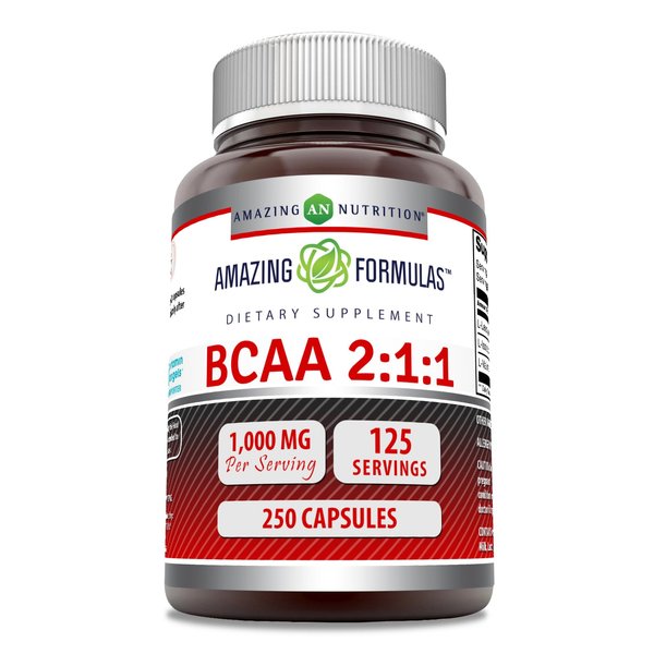 Amazing Formulas BCAA 2:1:1 1000 Mg Per Serving | Capsules Supplement | Branched Chain Amino Acids | Made in USA (1 Pack, 250 Count)