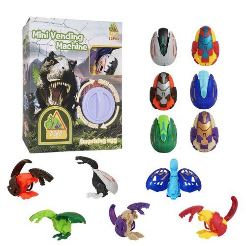 Fadraney Christmas Mini Vending Machine, Egg Twisting Machine with 12 Transformed Dinosaur Eggs for Boys and Girls Ages 3-6，Christmas Eggs Toy for Kids