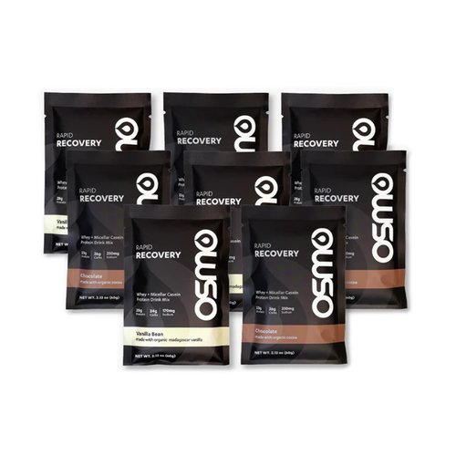 Osmo Rapid Recovery - Whey & Micellar Casein Protein Powder Blend with Carbohydrates & Caffeine, All Natural Ingredients, Enables Muscle Repair & Boosts Glycogen Restoration - Combo Pack, 8 Servings