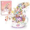 MEIEST Falls Building Blocks Rotating Music Box Set,Candy Flower Bonsai Botanical Collection with Light,Home Decor (Candy)