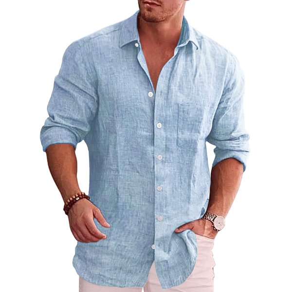 COOFANDY Men's Casual Button Down Shirt Chambray Plain Long Sleeve Dress Shirt