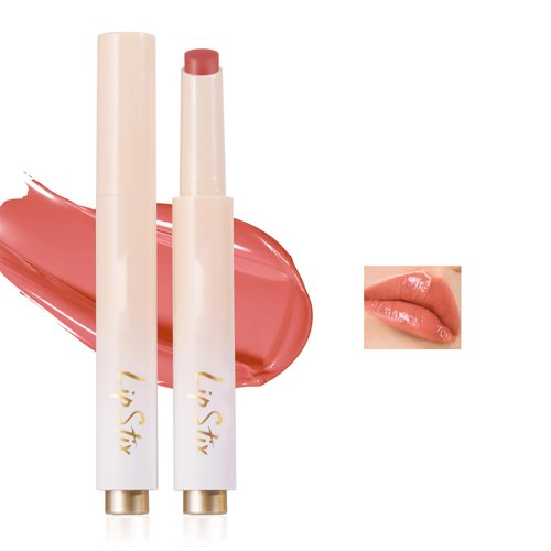 Easilydays Nude Pink Moisturizing Lipstick Glossy Tinted Lip Balm, Matte Lip Gloss Jelly Lip Glaze Press Lipstick, Longlasting Lipstick Lipgloss, Non-sticky, High-gloss for Plumper Looking Lips, 01