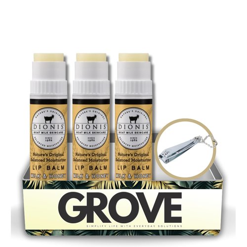 Goat Milk Milk and Honey Scent Lip Balm 0.28 oz Bundle with Nail Clipper - Moisturizing Lip Milk with Shea Butter, Coconut Oil, and Beeswax - Repair Chapped Lips - (4 Items)