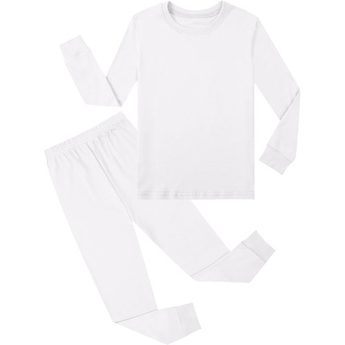 A&J DESIGN Kids White Pajamas Boys Long Sleeve Shirt Toddler Girls Solid Color Cotton Pjs 5T