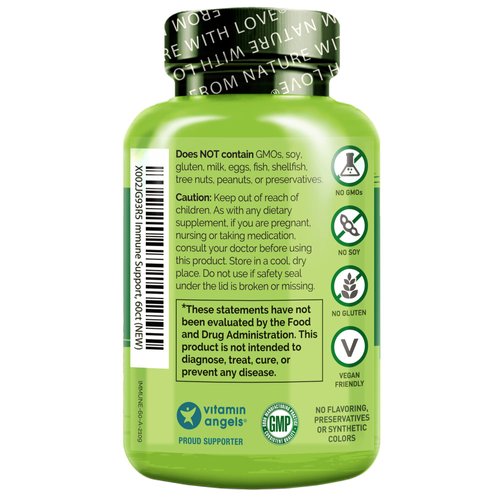 NATURELO Immune Support – Vitamin C, Elderberry, Zinc, Echinacea – Natural Immunity Boost w/Antioxidant, Herbal & Mineral Defense - Twin Pack - 120 Vegan Capsules