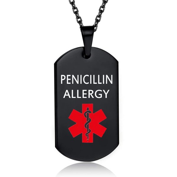 DWJSu Stainless Steel Medical Alert Necklace For Men Best Free Engraved Medical Id Emergency Health Tag Jewelry for Women