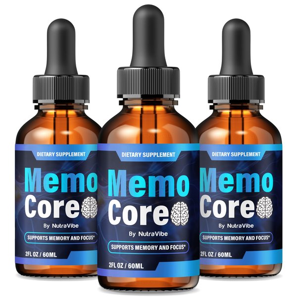 (3 Pack) Memo Core – Memo Core Drops Memory Support with Natural Liquid Blend in a Convenient Dropper | Daily MemoCore Vitamins for Focus, Clarity & Sharpness | Easy-to-Take Pills (90 Servings)
