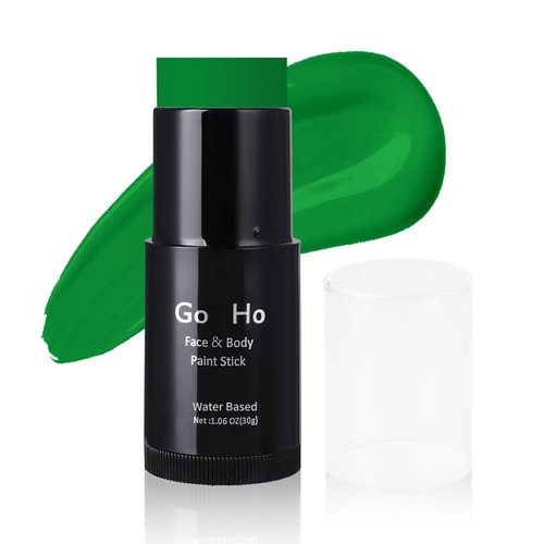 Go Ho Dark Green Face Body Paint Stick,Water Based Washable Green Face Paint Stick,Full-coverage Cream Green Body Paint for Halloween Cosplay SFX Witch Hulk Makeup,St Patricks Day Accessories