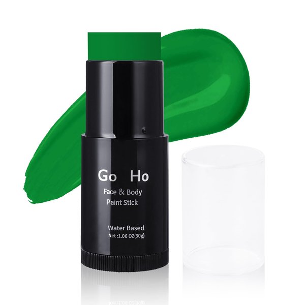 Go Ho Dark Green Face Body Paint Stick,Water Based Washable Green Face Paint Stick,Full-coverage Cream Green Body Paint for Halloween Cosplay SFX Witch Hulk Makeup,St Patricks Day Accessories
