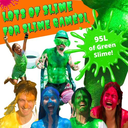 INSTANT GREEN SLIME POWDER. Bulk 25 Gallon Kit! Just Add Water. Make a Slime Bath or Pool. Mix 20 x 5qt big buckets of Slime! Dump on Heads in Fundraisers & Party Games. Shoot from Slime Blaster Guns.