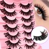 7 Pairs Manga Lashes Wet Look 20mm Flu-ffy D Curl Lashes Cat-Eye Lashes Volume Spiky Lashes Wispy Fairy Lashes Faux Mink False Eyelashes Japanese Korean Lashes(SJ01)