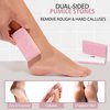 ZMOI Glass Pumice Stone Callus Remover for Feet, Elbows, Hands, and Knees, Spain Made - 2 in 1 Pedicure Exfoliator and Scrubber for Rough, Hard Skin (Pink Color)