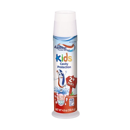Aquafresh Kids Pump Cavity Protection Bubble Mint Fluoride Toothpaste for Cavity Protection, 4.6 ounce , 6 Count (Pack of 1 )