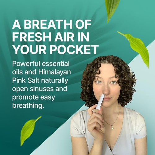 Basic Vigor Pocket Neti Breathe Easy Himalayan Salt Aromatherapy Sinus Inhaler 2 Pack with Essential Oils. Natural Nasal Stick/Nasal Inhaler with Eucalyptus. Made in The USA.