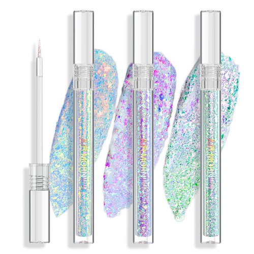 JUR MORNIER Multichrome Liquid Eyeshadow Set,3 Colors Multi-Dimensional Eye Liner Makeup,High Pigment Waterproof Metallic Eyeshadow,Ultre Fine Tip Glitter Eyeshadow (A01+A02+A03)