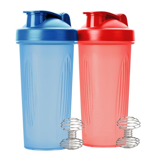 Mr. Pen- Shaker Bottles for Protein Mixes, 28 oz, 2 Pack, Red and Blue, Protein Shaker Bottle with Wire Whisk Ball, Shaker Cup, Mixer Bottle, Protein Shake Bottles, Protein Shake Bottle