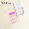 French Tip Press on Nails Short Square Fake Nails White Coffin Nails Tip with Bow Charms Design Acrylic Nails Full Cover Nude Pink Artificial False Nails Stick on Nails for Women Manicure Salon 24Pcs