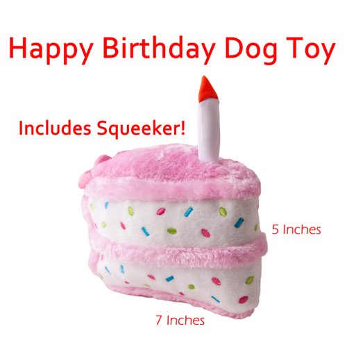 Dog Birthday Toy Squeaky Chews - Birthday Cake Dog Toy and Cupcake Dog Toys | Birthday Toys (Pink)
