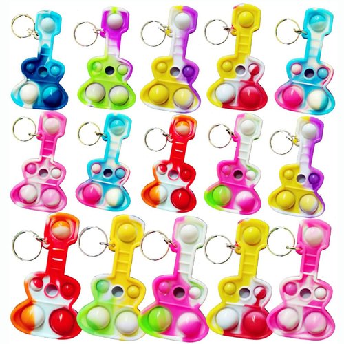 100 Packs Guitar Bulk Music Mini Pop Fidget Toys, Autism Special Needs Squeeze Sensory Party Favo...