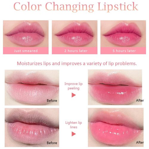 BINGBRUSH 3 Pcs Peach Strawberry Grape Color Changing Lipstick Queen,PH Mood Long Lasting Labiales Lip Gloss Lip Balm Tinted Magic Lip Stain Moisturize Makeup Lipstick Set for Women