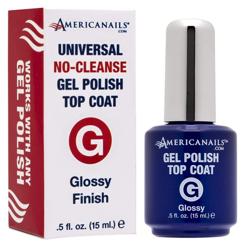 Americanails Gel Polish Top Coat - Original Dual Cure Formula, Long Lasting, Soak Off UV LED Fast Drying Nail Gel - Glossy Finish (.5 oz)