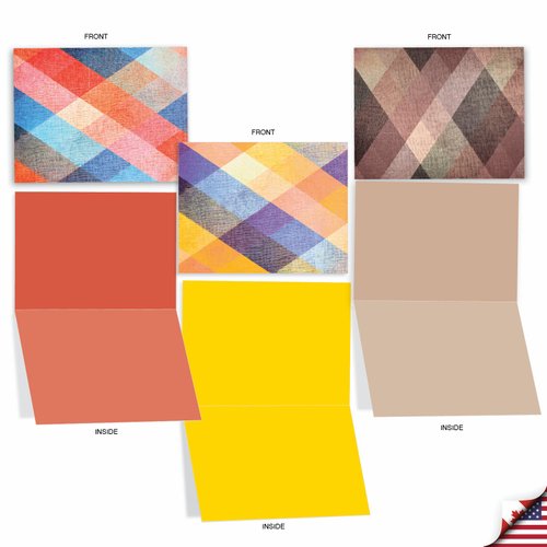 The Best Card Company - Box of 10 All Occasion Note Cards (4 x 5.12 Inch) - Blank Assorted Bulk Set - Harlequin M3054