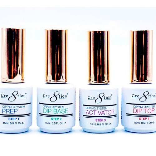 Creation Dip Powder Nail Kit Starter, Dip Powder Liquid Set (Step 1-4) Prep Bond, Gel Base, Activator, and Gel Top - Gel Nail Polish No UV LED light, Easy to use, Perfection Manicure Any Dipping Brand