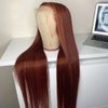 YMS Reddish Brown Human Hair Wigs for Black Women Transparent Lace Front Wigs Human Hair Pre Plucked 150% Density Straight Human Hair Lace Front Wigs (18 inch, Reddish Brown)