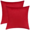 Mixhug Set of 2 Cozy Velvet Square Decorative Throw Pillow Covers for Couch and Bed, Red, 18 x 18 Inches