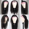 Eooma Curly Headband wig Human Hair 16 inch No Gel Kinky Curly Headband Wigs for Black Women 180 Density Scarf None Lace Front Wigs Human Hair