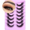Fluffy Lashe Clear Band Fox Eye Lashes Faux Mink Eyelashes Wispy False Eyelashes Cat Eye Lashes 3D Volume Strip Lashes Pack by Kiromiro