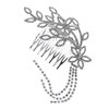 Bridal Floral Hair Piece Hair Comb Silver Tone 2781