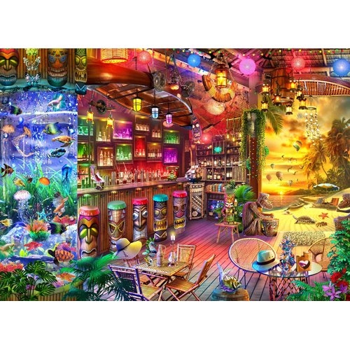 Brain Tree - Beach Shack 1000 piece puzzle for adults - Unique Puzzles for adults 1000 pieces and up with Droplet Technology for Anti Glare & Soft Touch - 27.5”Lx19.5”W