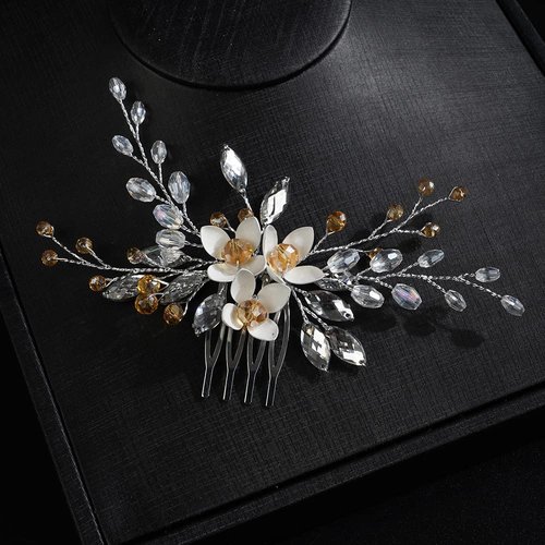JWICOS Wedding Hair Comb Clip Bridal Crystal Flower Wedding Hair Accessories for Women and Girls