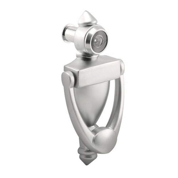 Nuk3y Door Knocker & Viewer, 9/16 in. Bore, 220-Degree View Angle (5-1/2" Height, Satin Nickel)