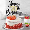 Black Gold Glitter Happy 70th Birthday Cake Topper,Happy 70 Birthday Cake Decoration for 70 & Fabulous Birthday,Hello 70 Party Anniversary Party Cake Decorations Supplies