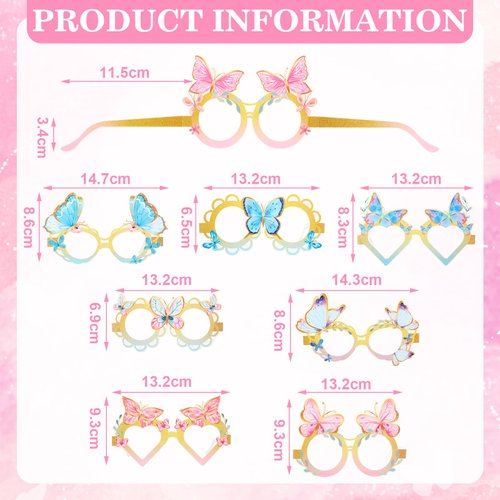 24 Pieces Butterfly Paper Eyeglasses Colorful Paper Party Eyeglasses Butterfly Party Decorations Birthday Party Supplies for Girls Boys Butterfly Props Paper Eyeglasses for Kids Adults Party Favors