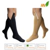 HealthyNees 2 Pairs Set Closed Toe 20-30 mmHg Zipper Compression Fatigue Swelling Circulation Knee Length Socks (2XL)
