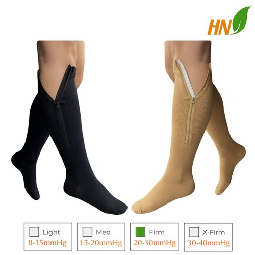 HealthyNees 2 Pairs Set Closed Toe 20-30 mmHg Zipper Compression Fatigue Swelling Circulation Knee Length Socks (2XL)