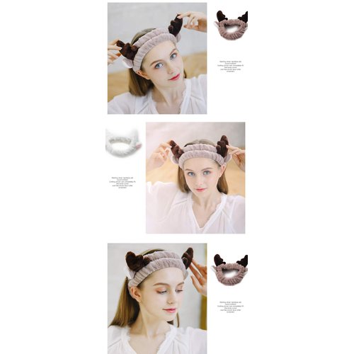 Elk Headband Headbands for Women Girls, Spa Facial Headband Makeup Headband Bear Face Mask Headband for Birthday Valentines Day Christmas Party Gifts Fleece Headwear Headwraps for Women Coffee