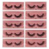 10 pairs of 10 different 6D artificial exaggerated fluffy mink eyelashes, dramatic false eyelashes, reusable（Y)