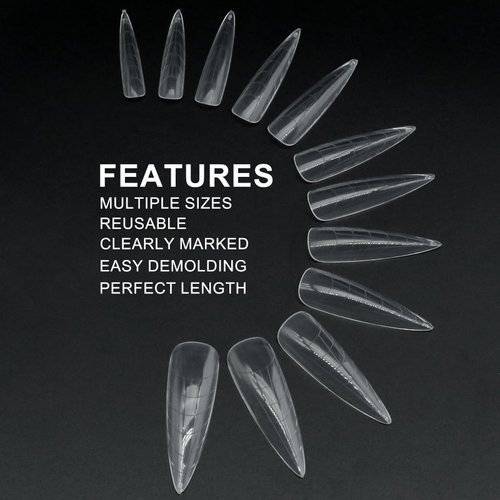 C12rtive 120Pcs Dual Nail Forms,Almond Extension Poly nail gel Nail Forms Full Cover Reusable Nail Molds 12 Sizes for Solid Nail Gel Glue Nail Art Design Salon&DIY