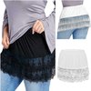 Vanrose Jan Women's Lace Extender Mini Lace Underskirt Skirts Half Slip Extra Length Plus Size (Small-Medium, 2 Pack# Mini (Black+White))