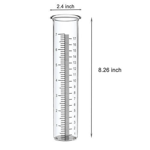 SYCozupy 7" Capacity Rain Gauge Replacement Tube Glass Rain Guage Cylinder for Yard &Garden &Outdoor (1Pcs)