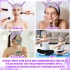Sibba Face Wash Headband, Cute Cartoon Purple Coral Fleece Elastic Hairband for Facial Cleansing, Showering, Makeup, Spa, Sports, Yoga, Running, Beauty Skincare, One Size Fits Most, Women, Adult