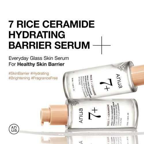 ANUA RICE CERAMIDE 7 HYDRATING BARRIER SERUM, Brightening, Hydrating Serum for Face, Rice, Hyalur...