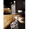 Angled Soft Flame Antique Style Lift Arm Butane Refillable Lighter with Tamper & Pick (Chrome)